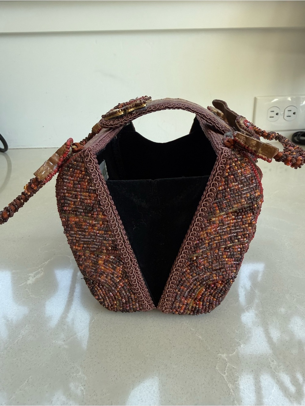 Mary Frances Beaded Butterfly Handbag Silk Box Bag Top Handle Retired RARE - Picture 7 of 8